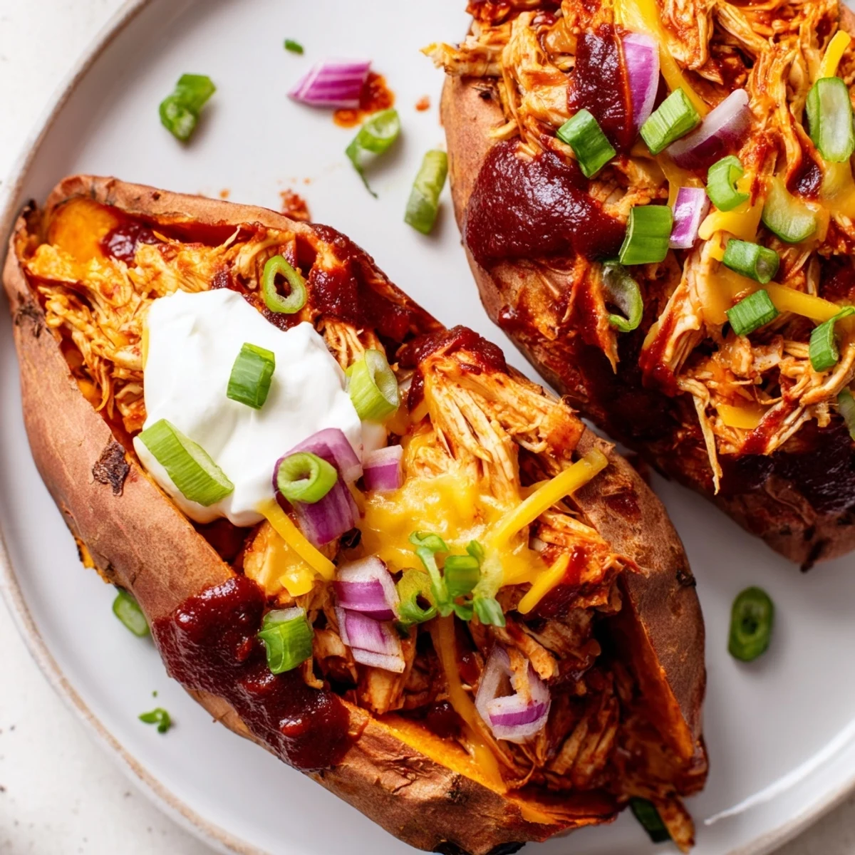BBQ Chicken Stuffed Sweet Potatoes