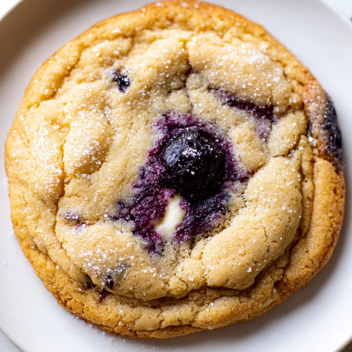 Creamy cheesecake-filled Lemon Blueberry Cheesecake Cookies cooling on a wire rack after baking