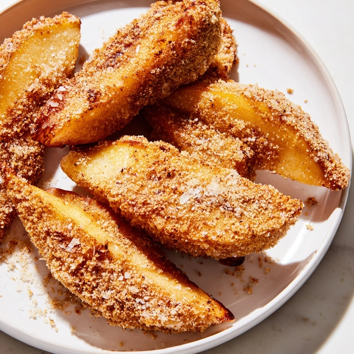 Tender cinnamon sugar air fryer apples served in a bowl with vanilla ice cream