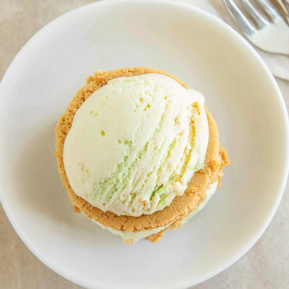 Key Lime Pie Ice Cream Sandwiches with zesty lime filling, graham cookie crisp