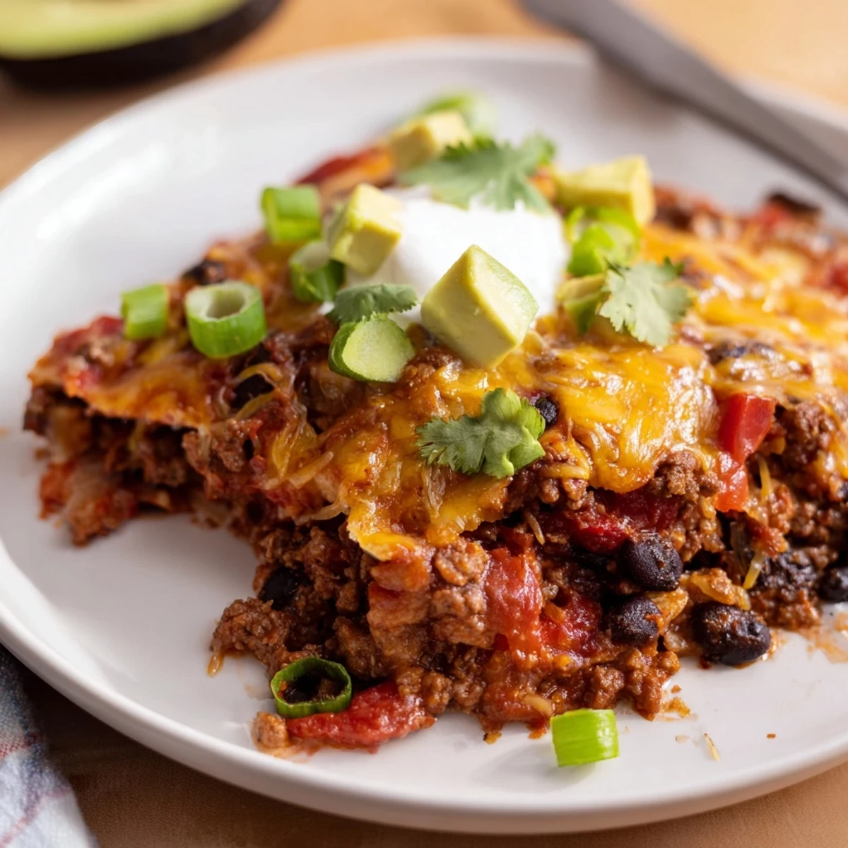 Beef Skillet Enchiladas sizzling in skillet, melted cheese bubbling, garnished cilantro.