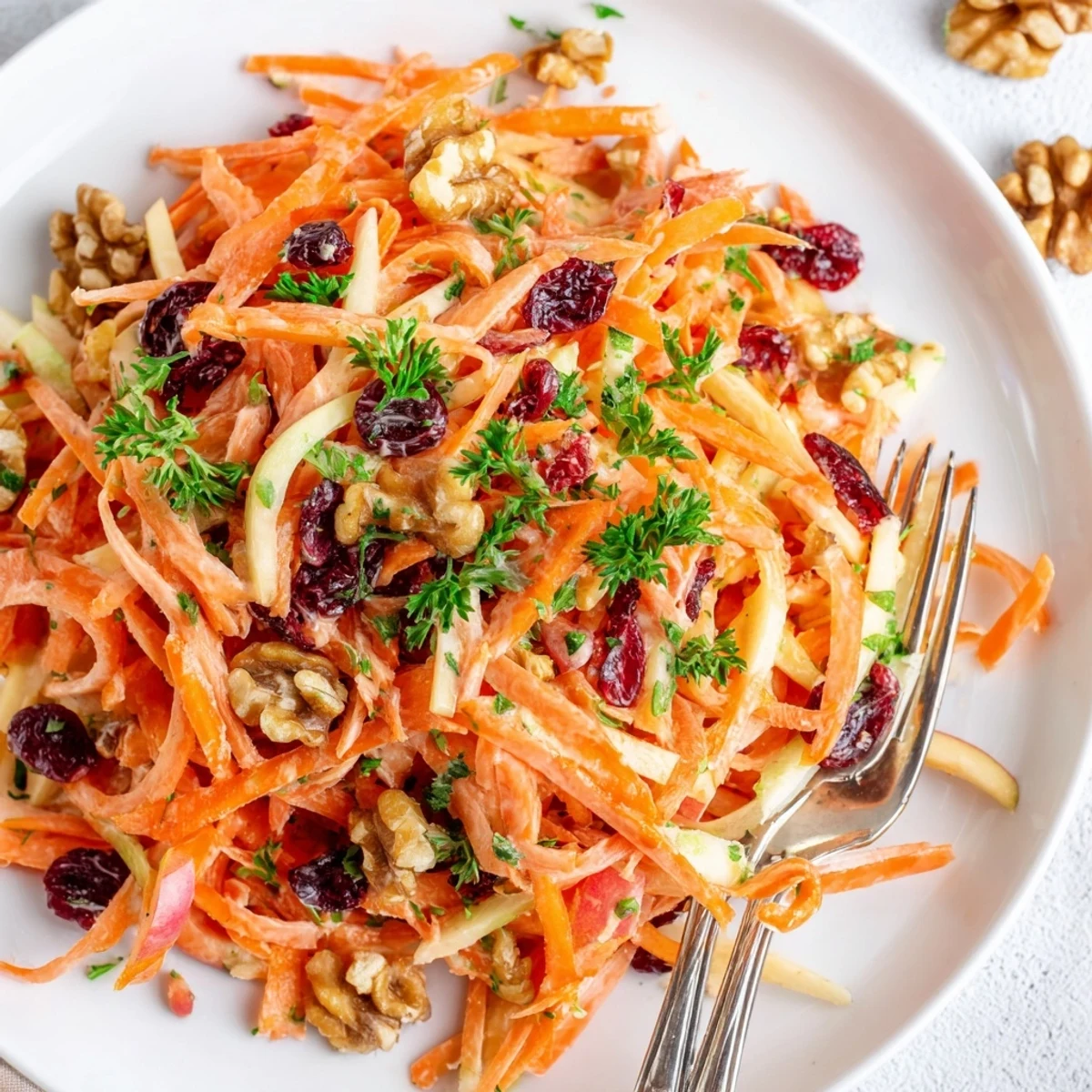 Crunchy Apple Carrot Salad With Creamy Citrus Dressing, bright citrus aroma and crunchy nuts