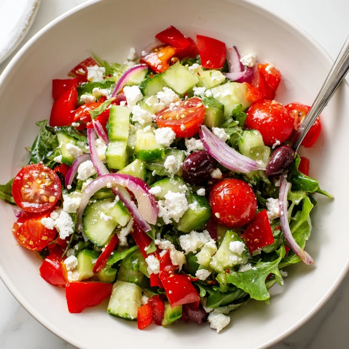 Fresh Salad Recipe featuring crisp cherry tomatoes, cucumber, and bright lemon dressing