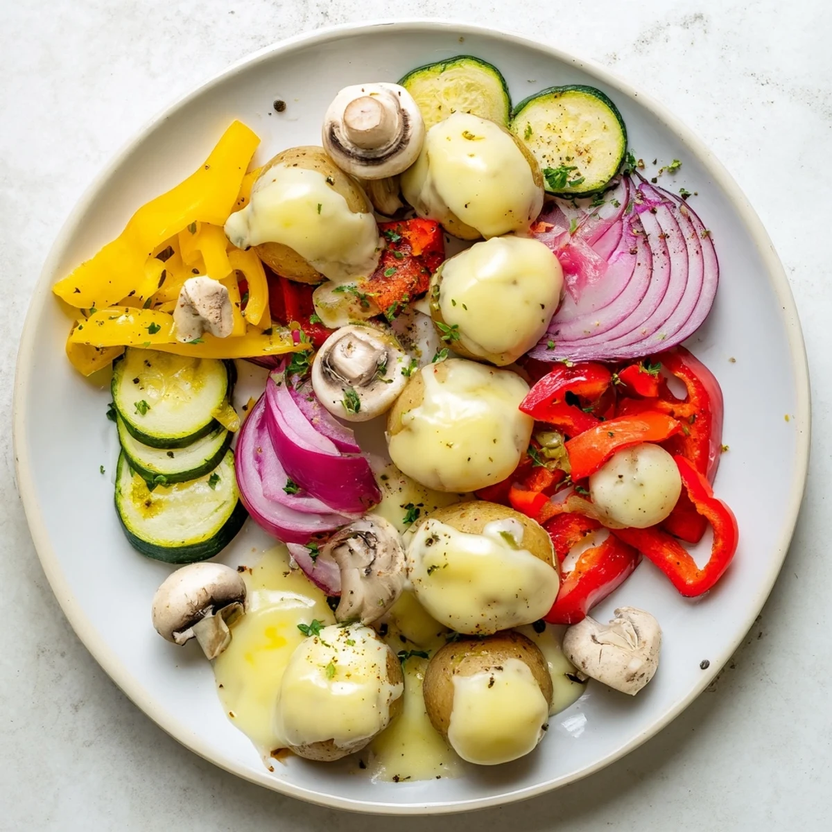 Interactive raclette dinner spread featuring Swiss cheese slices, grilled vegetables, charcuterie, and warm potatoes arranged for a festive gathering