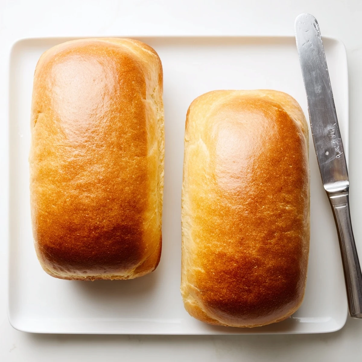 Golden homemade Amish white bread loaf with a soft, pillowy interior perfect for sandwiches