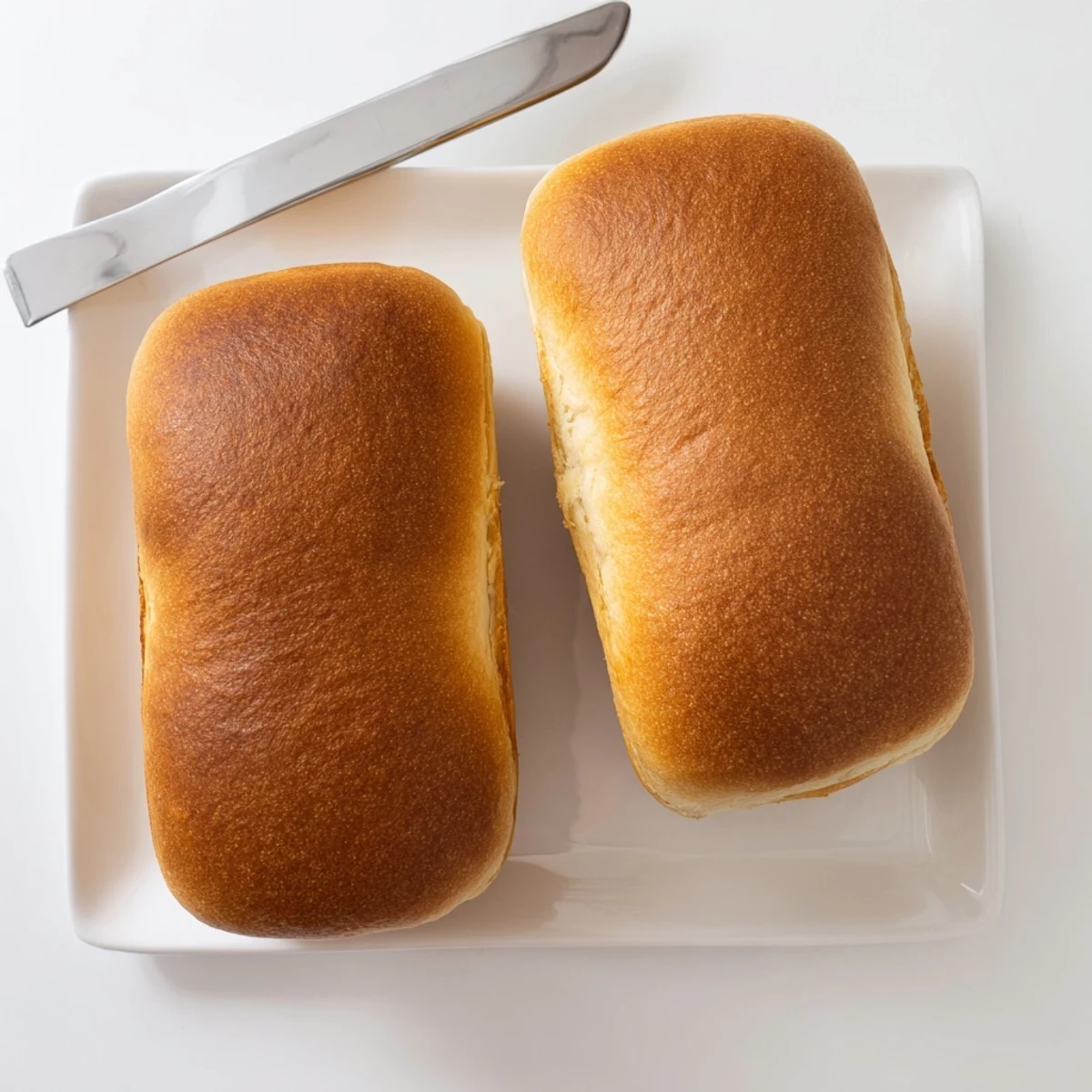 Sliced Amish white bread revealing fluffy white interior, ideal for toasting and serving with butter