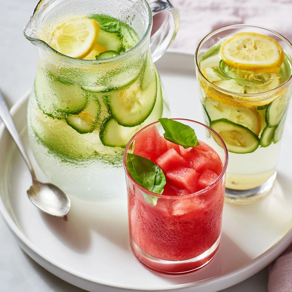 Chilled Summer Detox Drinks served in tall glasses with ice and gingery aroma.
