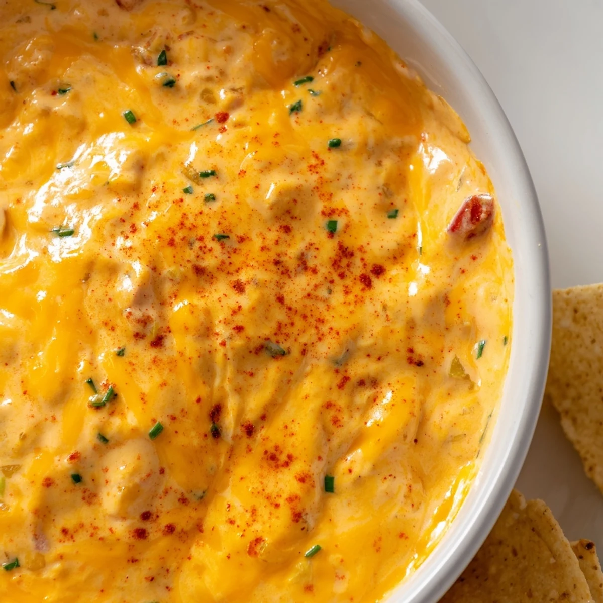 Creamy cheese dip topped with diced tomatoes and fresh green onions