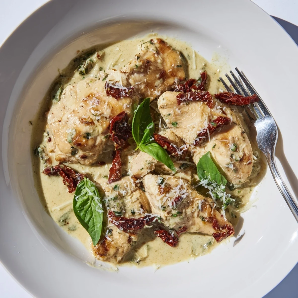 Golden seared Marry Me Chicken Pesto simmering in rich velvety Parmesan pesto cream sauce